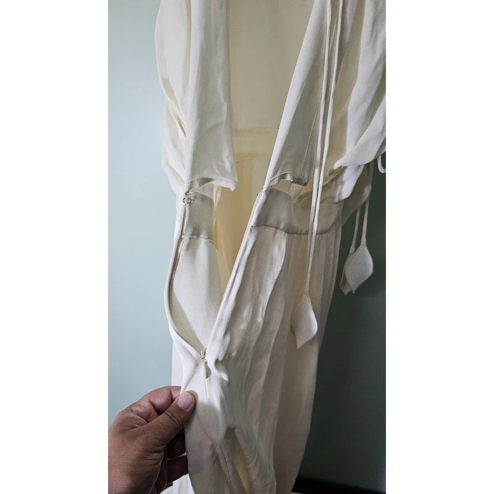Tory Burch‎ Evalene Ivory Leaf Cold Shoulder Maxi Dress Size 4
